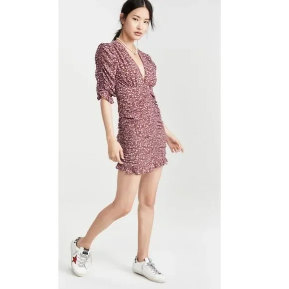 re:named 'Raven' Girly Romantic Ruched Mini Dress Ditsy Floral Cottagecore - Picture 2 of 16